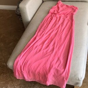 Adrienna Papell One Shoulder Gown Coral Pink 4 NWT